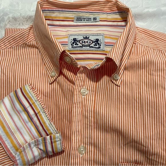 Robert Graham Other - Vintage Robert Graham R&G Mens Orange Seersucker Long Sleeve Shirt Size Medium